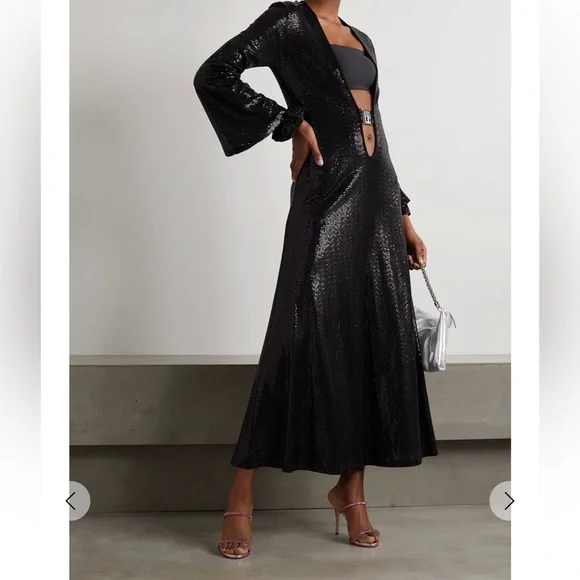 DODO BAR OR Nina embellished cutout stretch-jersey maxi dress black metallic 10